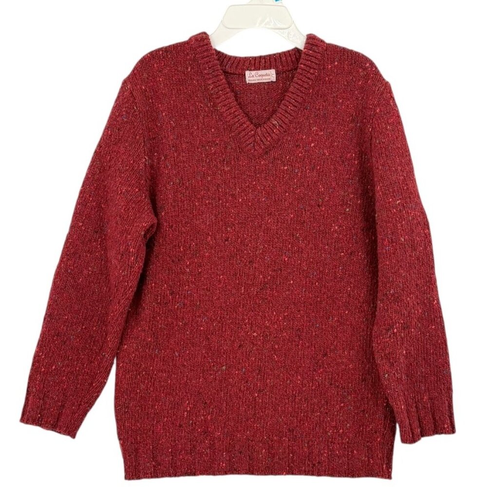 La‎ Coqueta Boys Burgundy V-Neck Wool Blend Sweater 7Y